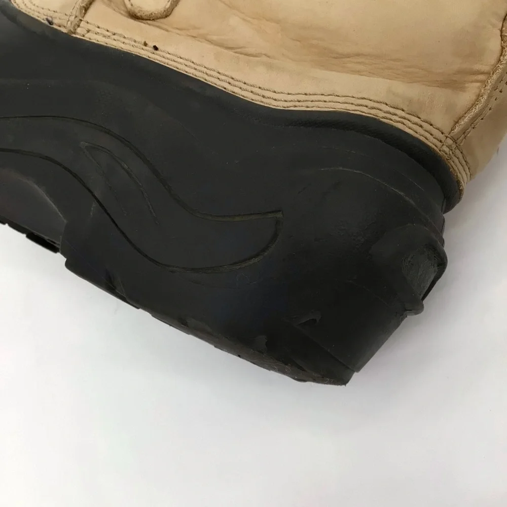 Sorel US Badger II Boots Beige Tan Leather Brown Rubber Winter Lined Size 8